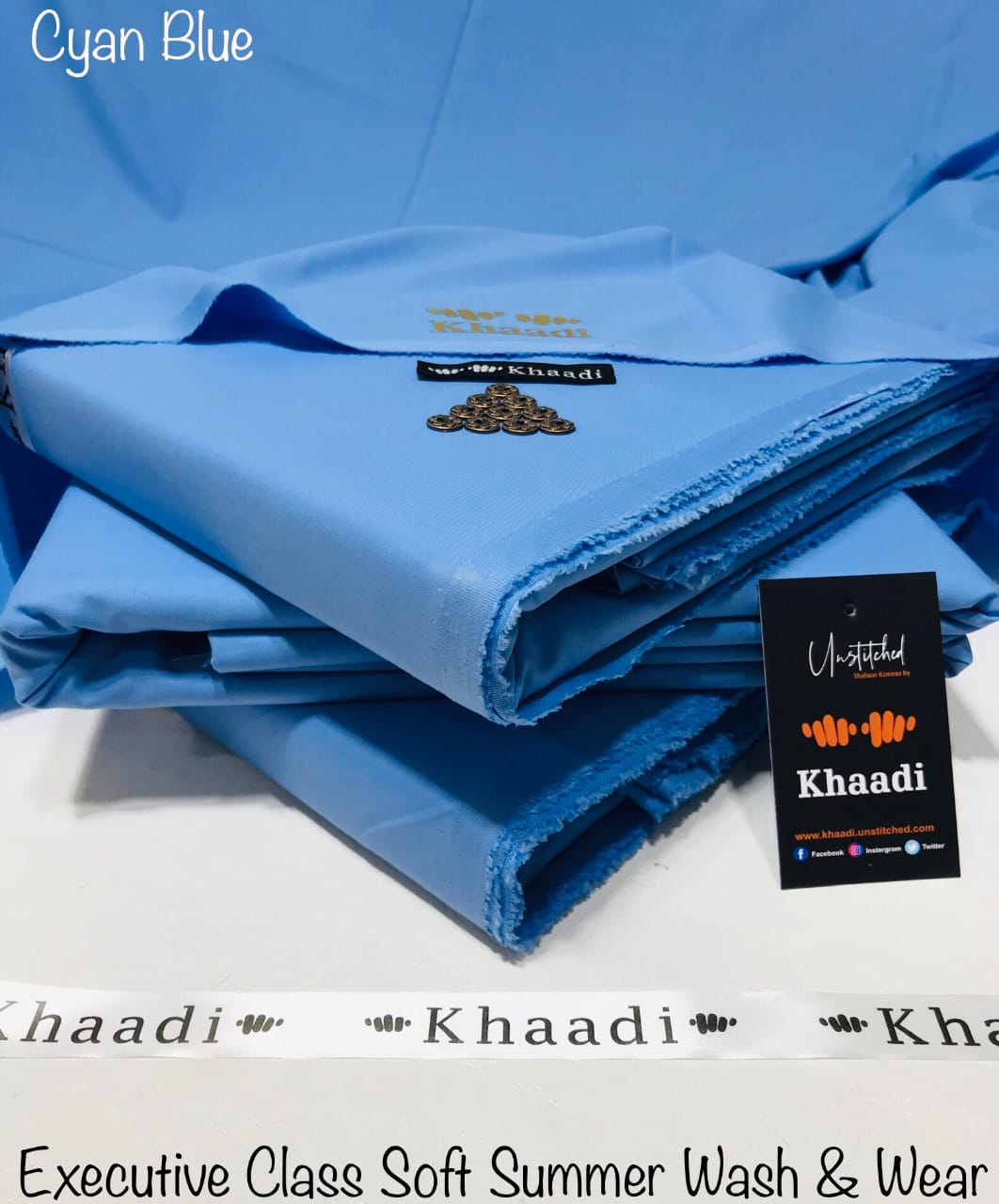 Khaadi Sky Blue Executive Class Soft Summer Wash & Wear – Men’s Unstitched Suit
