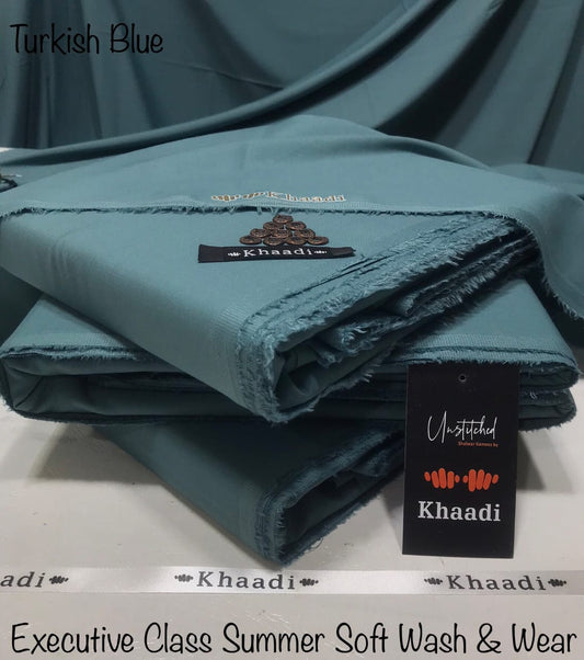 Khaadi Turkish Blue Class Soft Summer Wash & Wear – Men’s Unstitched Suit