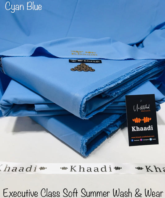 Khaadi Sky Blue  Executive Class Soft Summer Wash & Wear – Men’s Unstitched Suit