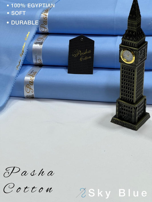 Pasha  Sky Blue Premium Plus Eggplant Soft Cotton Unstitched Men’s Suit